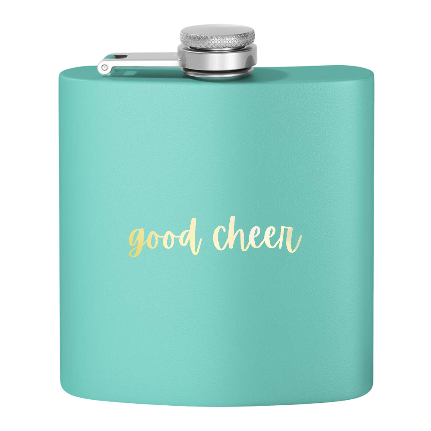 "Good Cheer" Stainless Steel Flask, 6oz (teal) | Unique and Creative Gifts