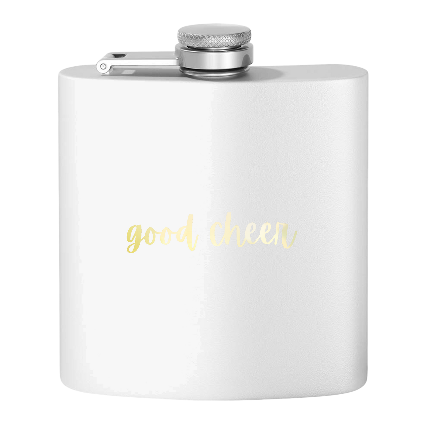 "Good Cheer" Stainless Steel Flask, 6oz (white) | Unique and Creative Gifts