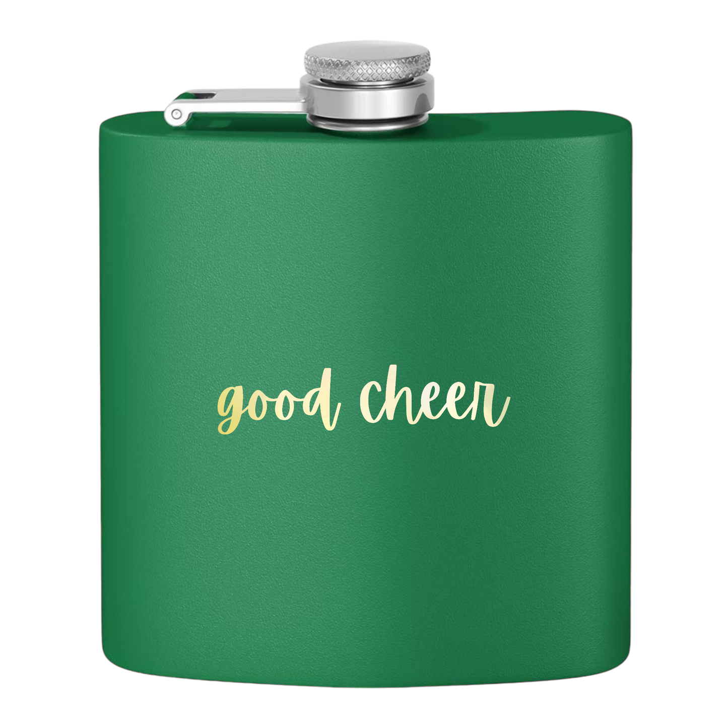 "Good Cheer" Stainless Steel Flask, 6oz (green) | Unique and Creative Gifts