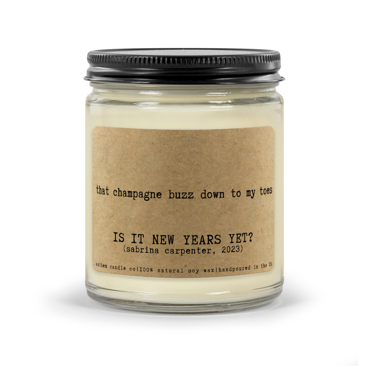 IS IT NEW YEARS YET song lyric candle | Sabrina Carpenter Holiday 