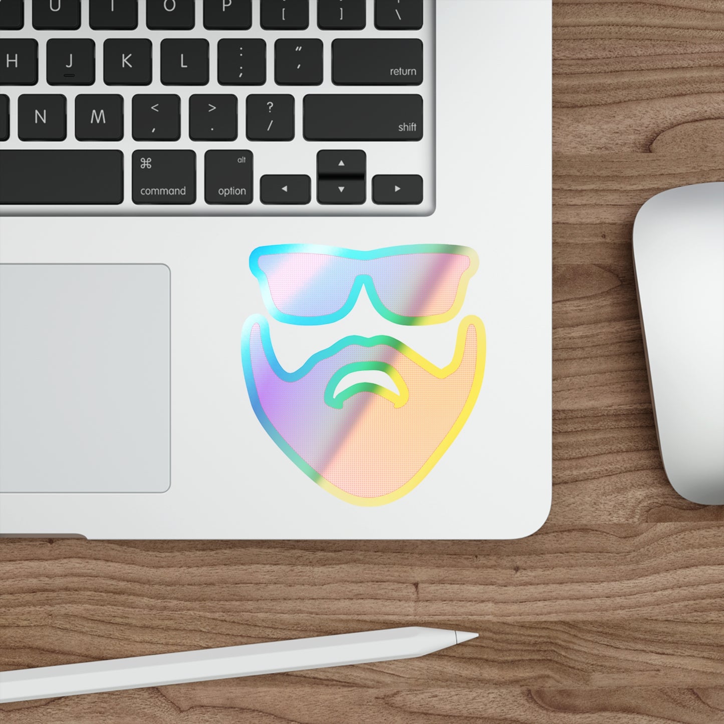 Beardo (pink) Holographic Die-cut Stickers