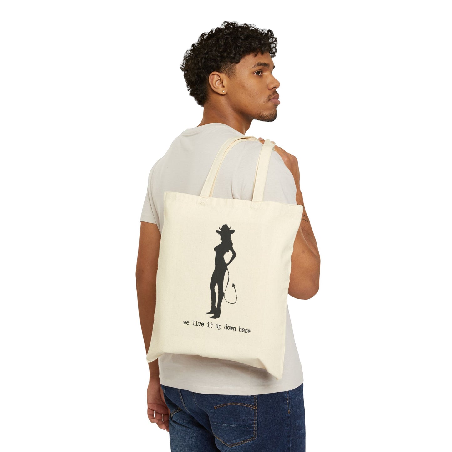 "We live it up down here" MORGAN WALLEN inspired 100% Cotton Canvas Tote Bag