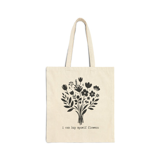 I CAN BUY MYSELF FLOWERS 100% Cotton Canvas Tote Bag