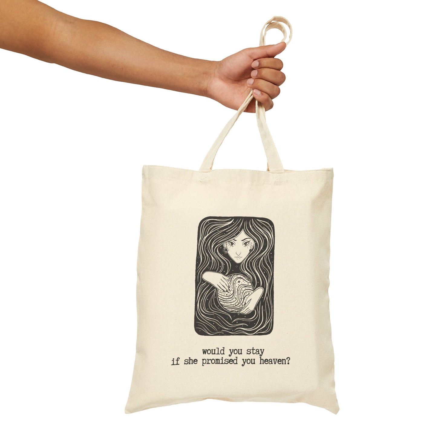 "would you stay if she promised you heaven" RHIANNON FLEETWOOD MAC inspired 100% Cotton Canvas Tote Bag