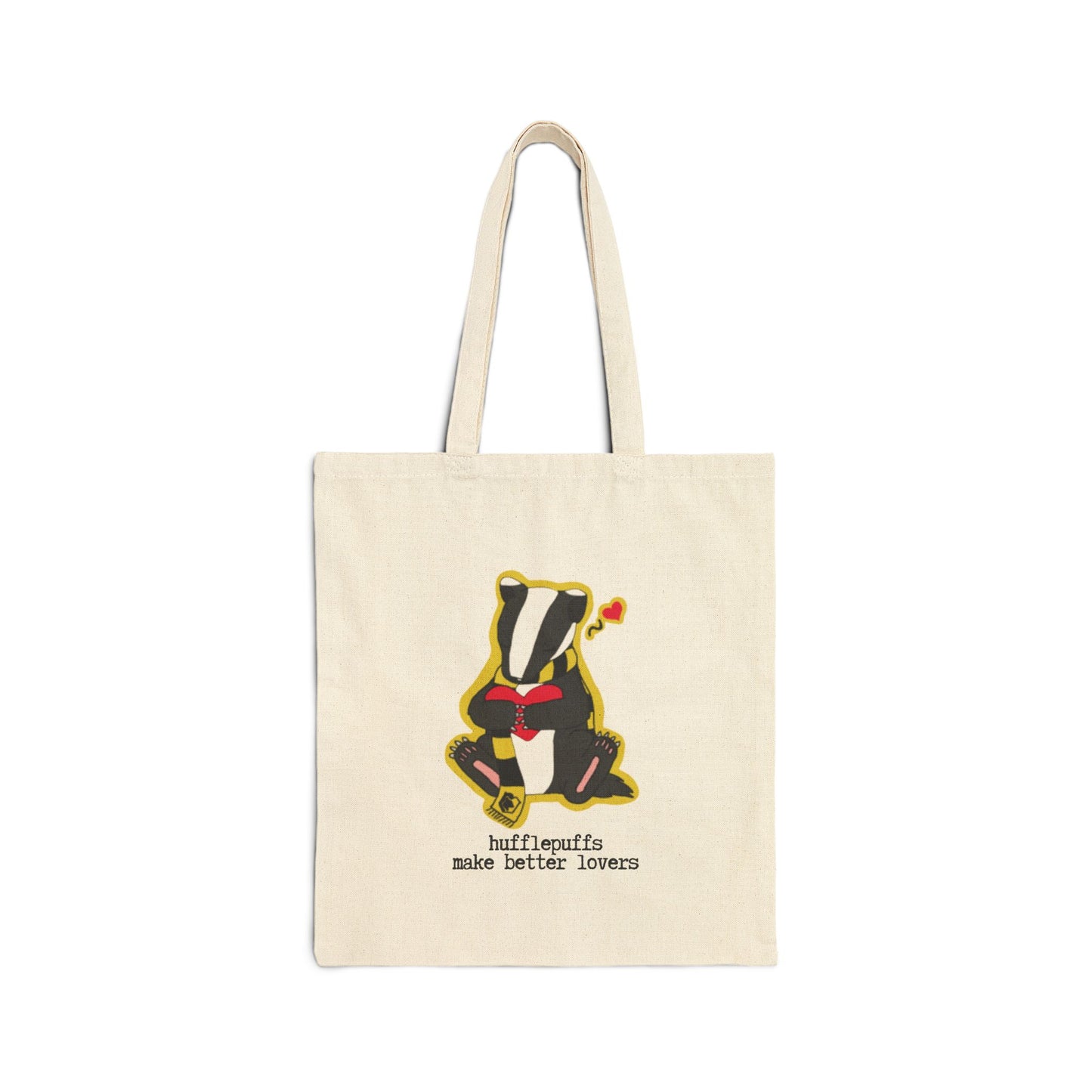 HUFFLEPUFFS MAKE BETTER LOVERS (hearts badger) 100% Cotton Canvas Tote Bag