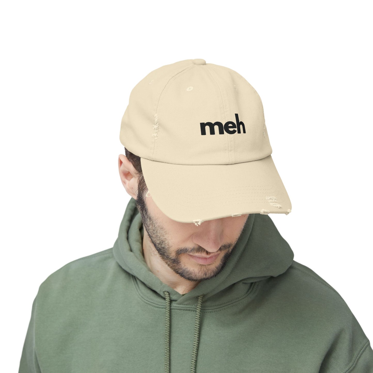 "MEH" (baddie black) Unisex Distressed Cap