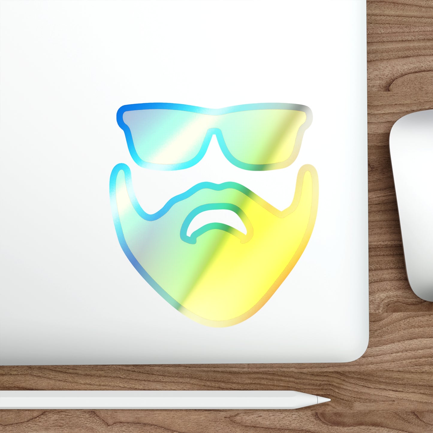 Beardo (yellow) Holographic Die-cut Stickers