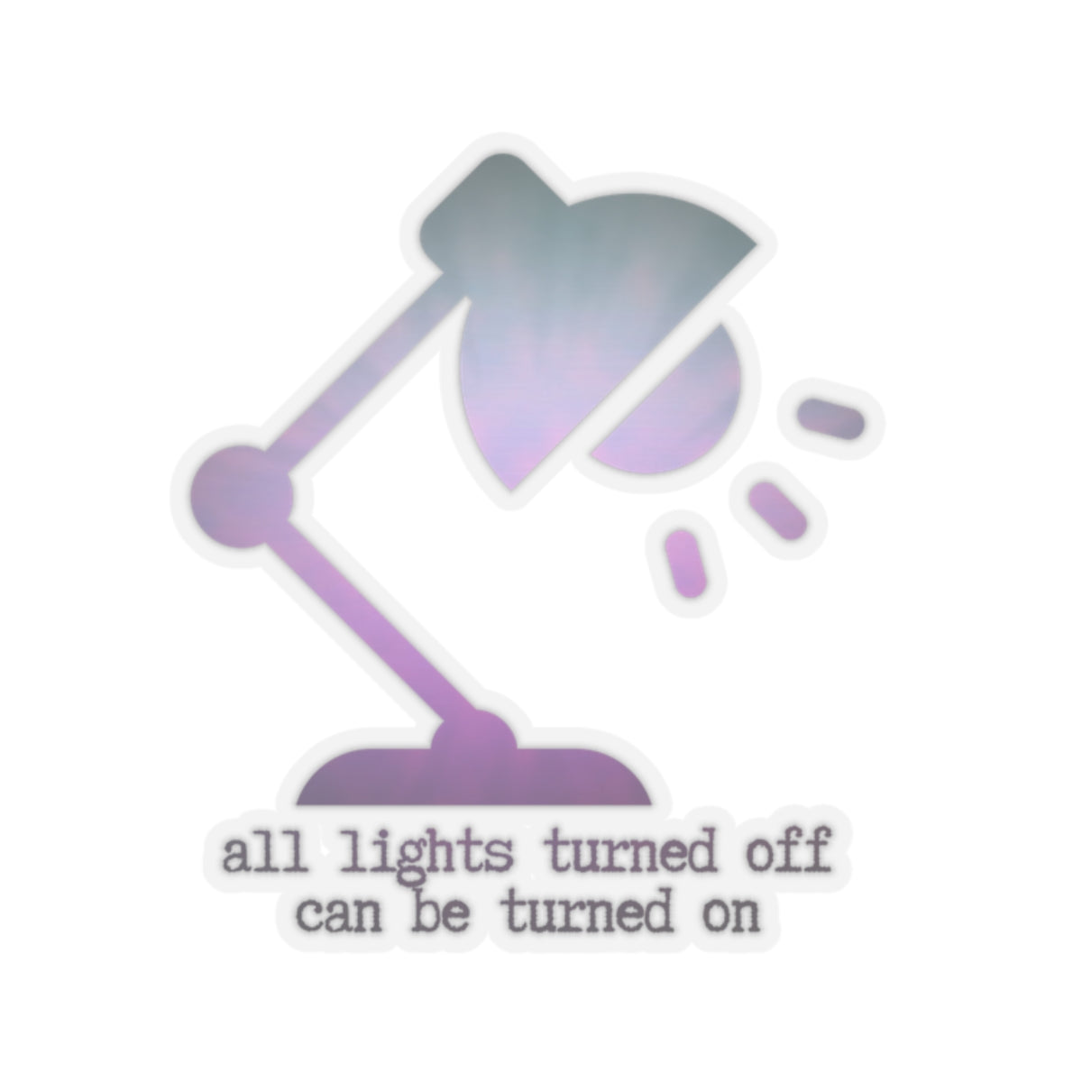 "All Lights Turned Off Can Be Turned On" (plum perfect) Kiss-Cut Sticker | Noah Kahan Stickers and Merch