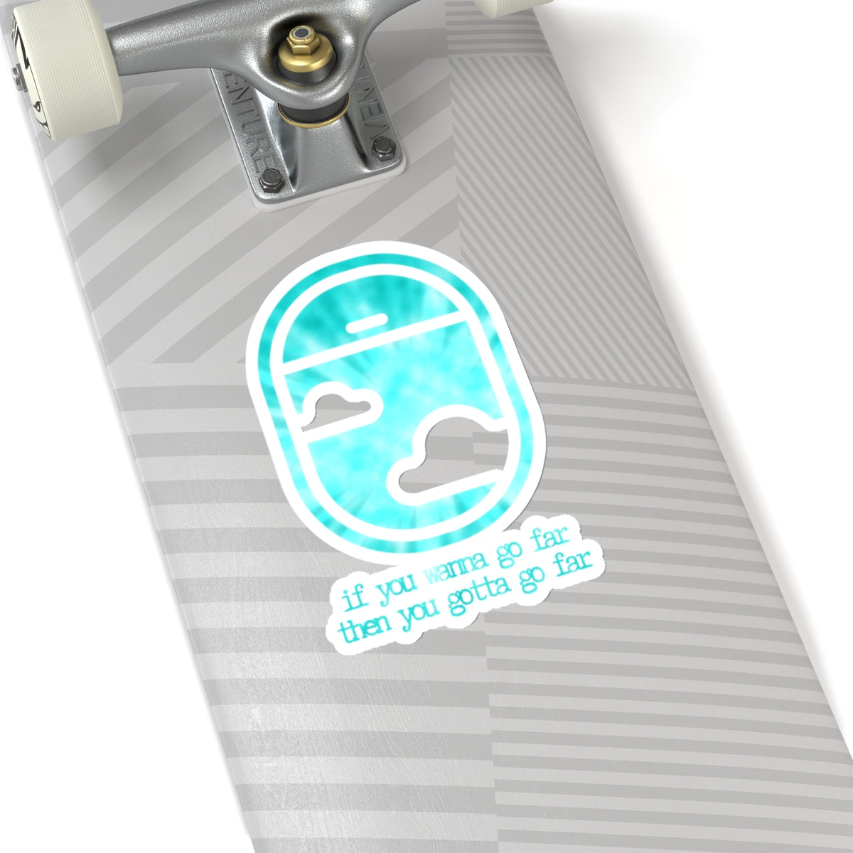 "If you wanna go far then you gotta go far" (sea and sky blue) Kiss-Cut Sticker | Noah Kahan Stickers and Merch