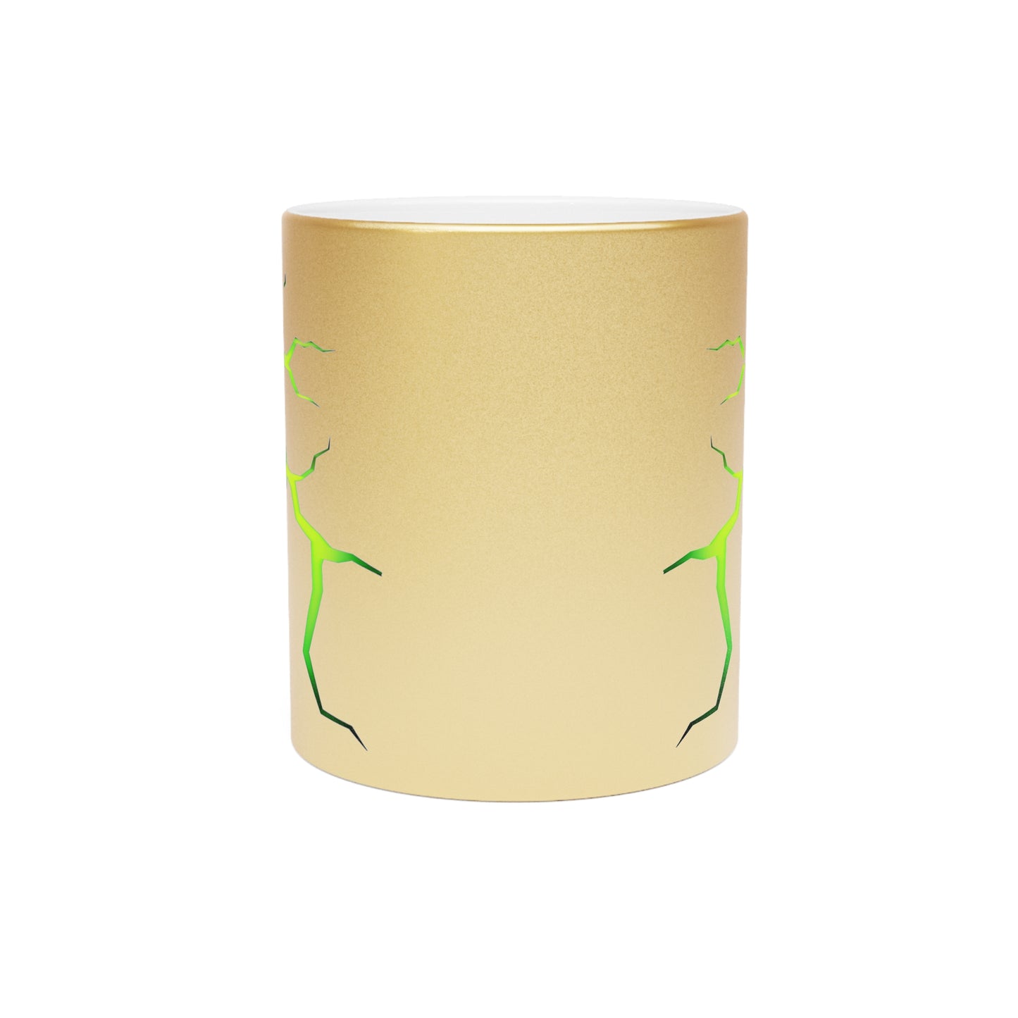 Lightning Strikes Metallic Mug - Stylish Gold/Green Design for Coffee Lovers