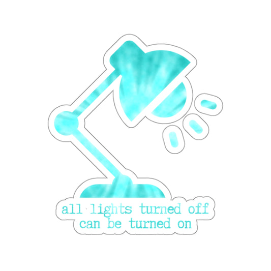 "All Lights Turned Off Can Be Turned On" (the blues) Kiss-Cut Sticker | Noah Kahan Stickers and Merch