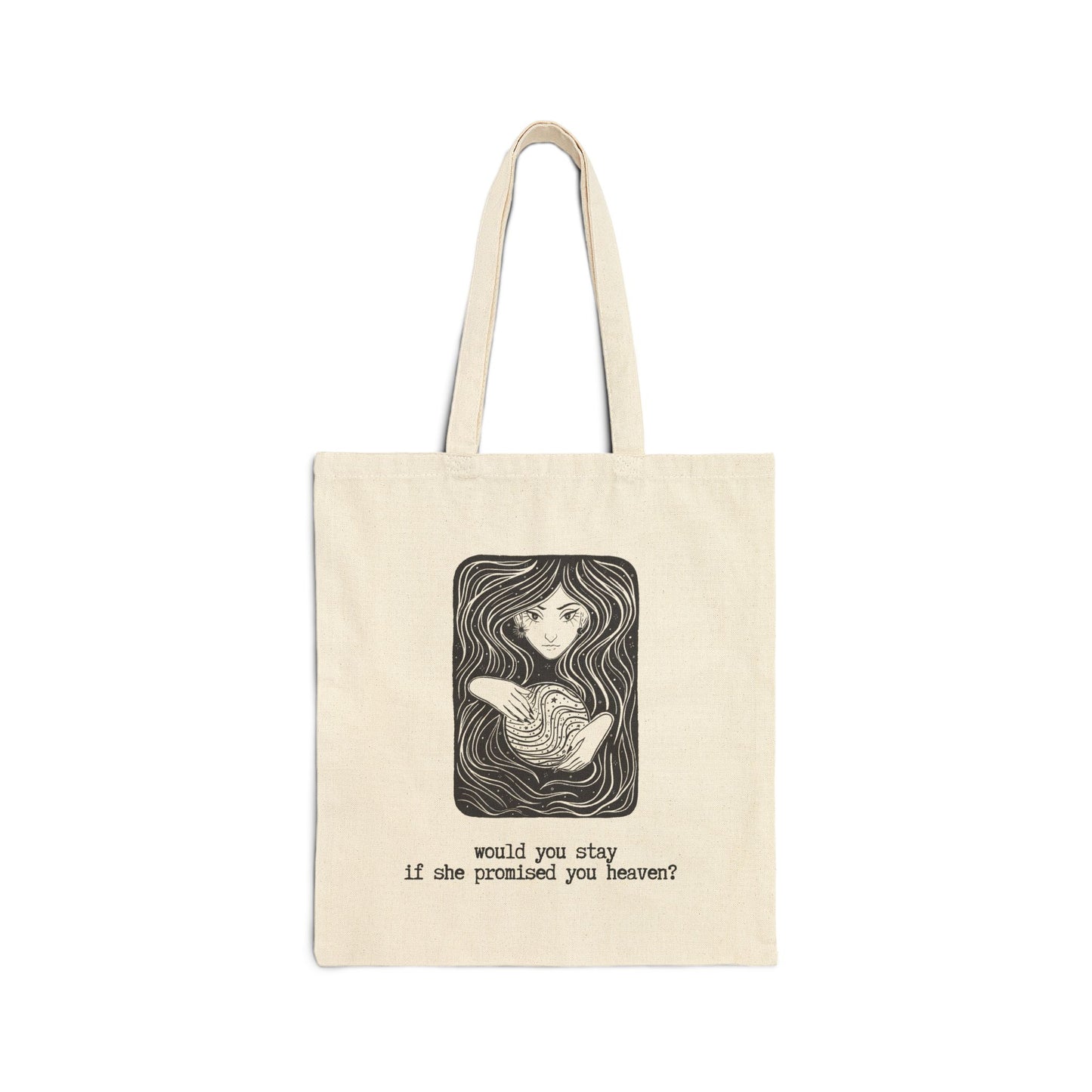 "would you stay if she promised you heaven" RHIANNON FLEETWOOD MAC inspired 100% Cotton Canvas Tote Bag