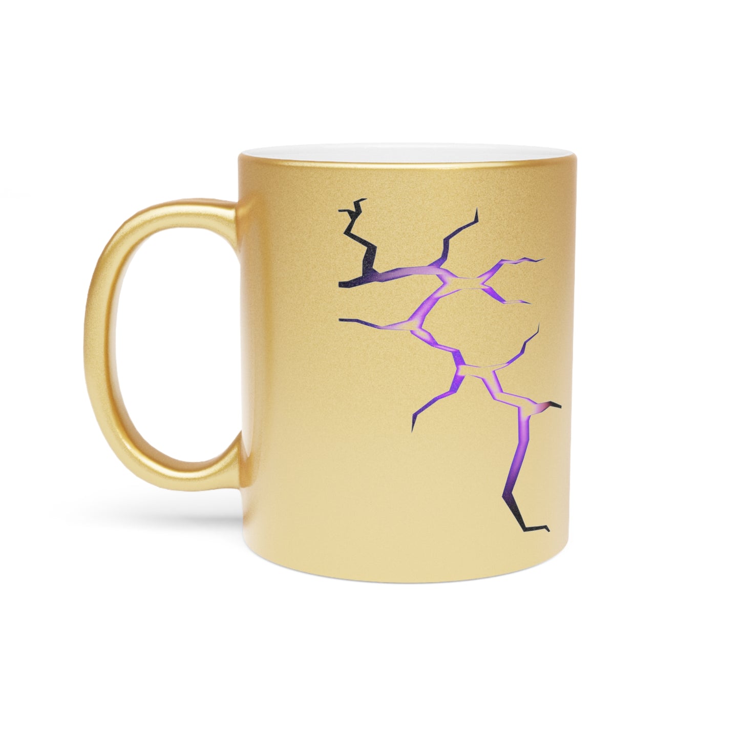 Lightning Strikes Metallic Mug - Stylish Gold/Purple Design for Coffee Lovers