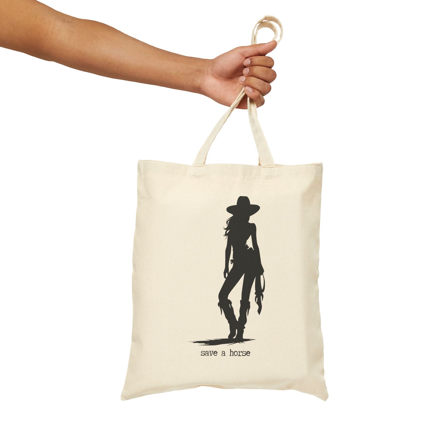 SAVE A HORSE TOO 100% Cotton Canvas Tote Bag