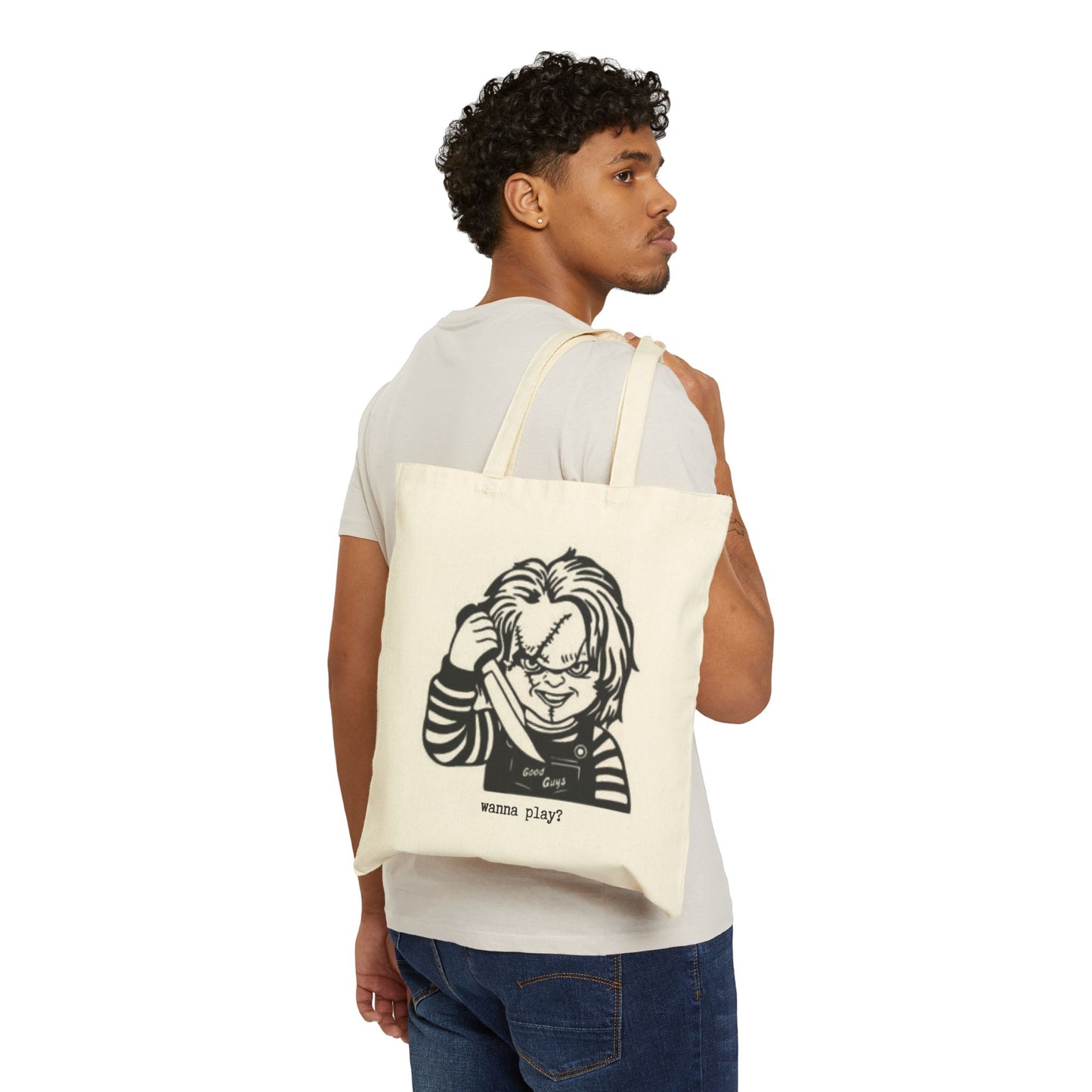 Chucky "Wanna Play?" 100% Cotton Canvas Tote Bag