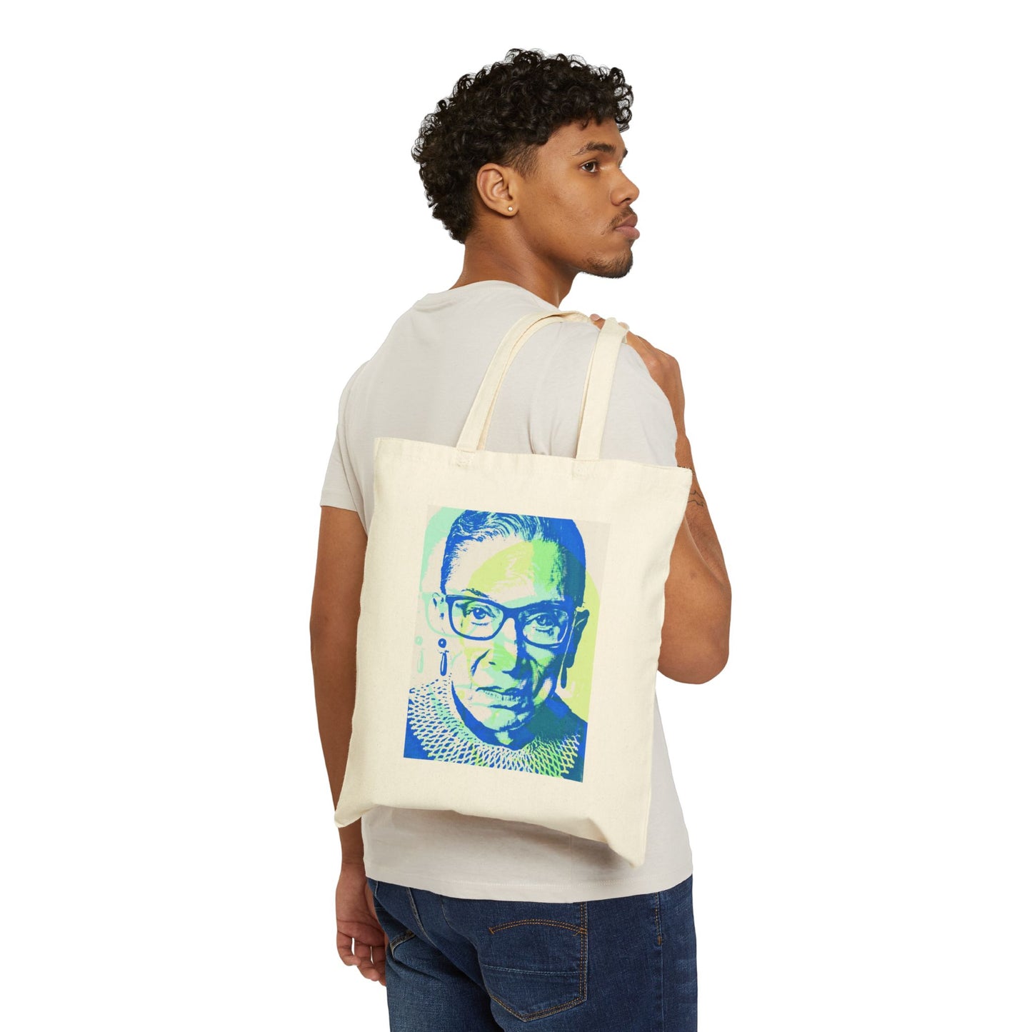 RBG POP ART PORTRAIT #1 100% Cotton Canvas Tote Bag