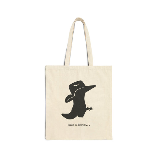 "SAVE A HORSE..." 100% Cotton Canvas Tote Bag