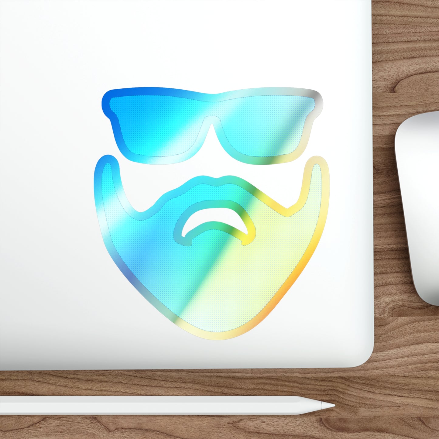 Beardo (blue) Holographic Die-cut Stickers