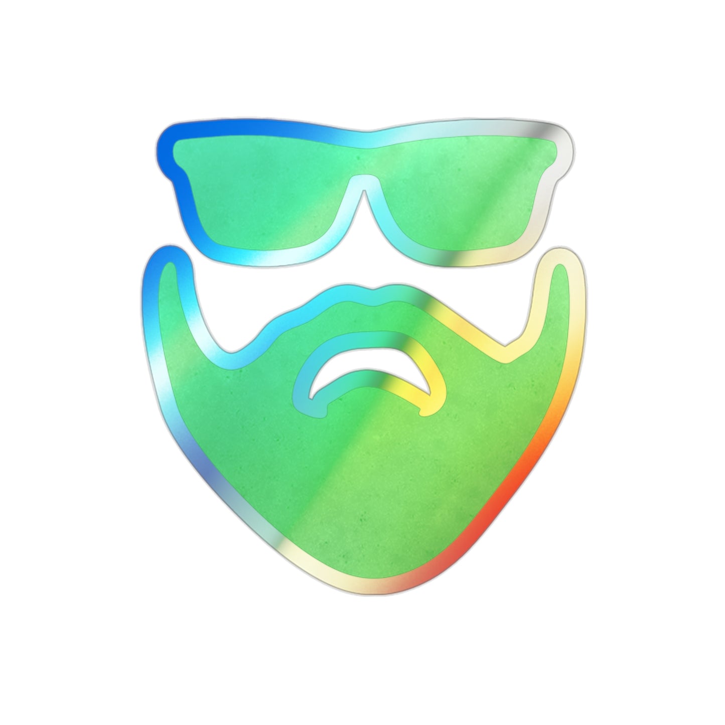 Beardo (green) Holographic Die-cut Stickers