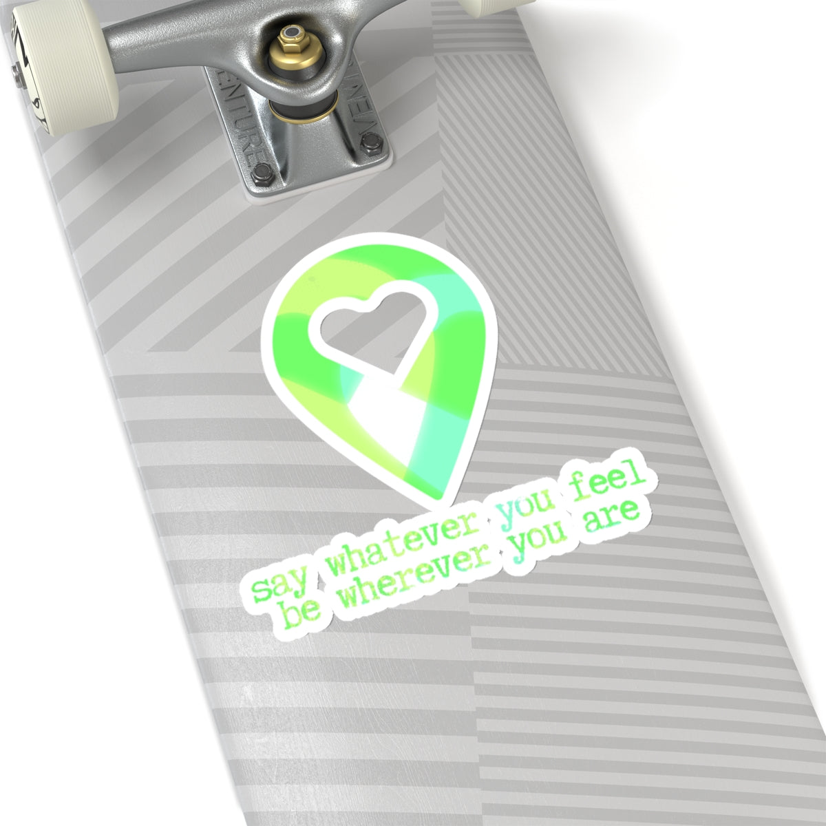 "say whatever you feel, be wherever you are" (apple martin green-blue) Kiss-Cut Sticker | Noah Kahan Stickers and Merch