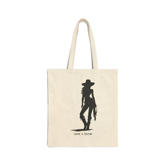 SAVE A HORSE TOO 100% Cotton Canvas Tote Bag