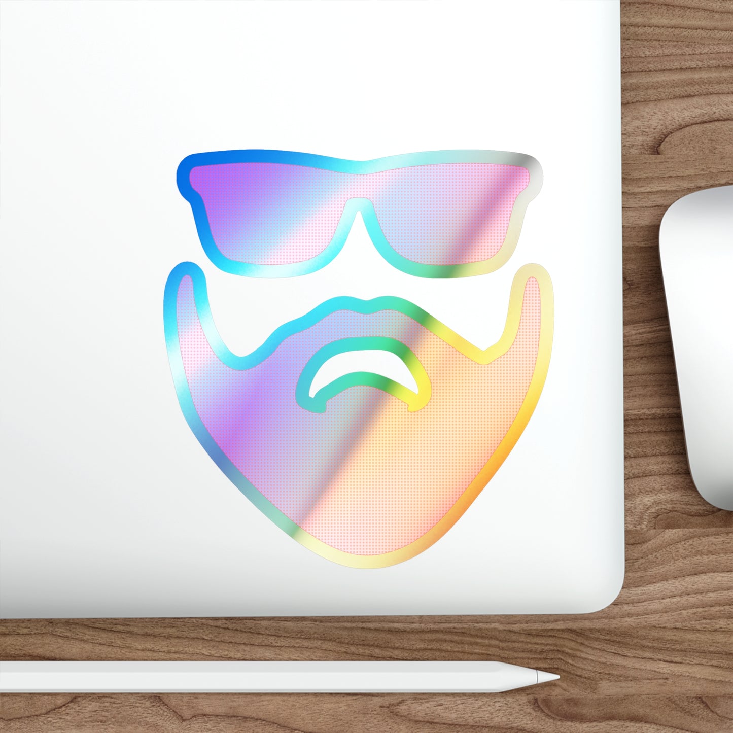 Beardo (pink) Holographic Die-cut Stickers