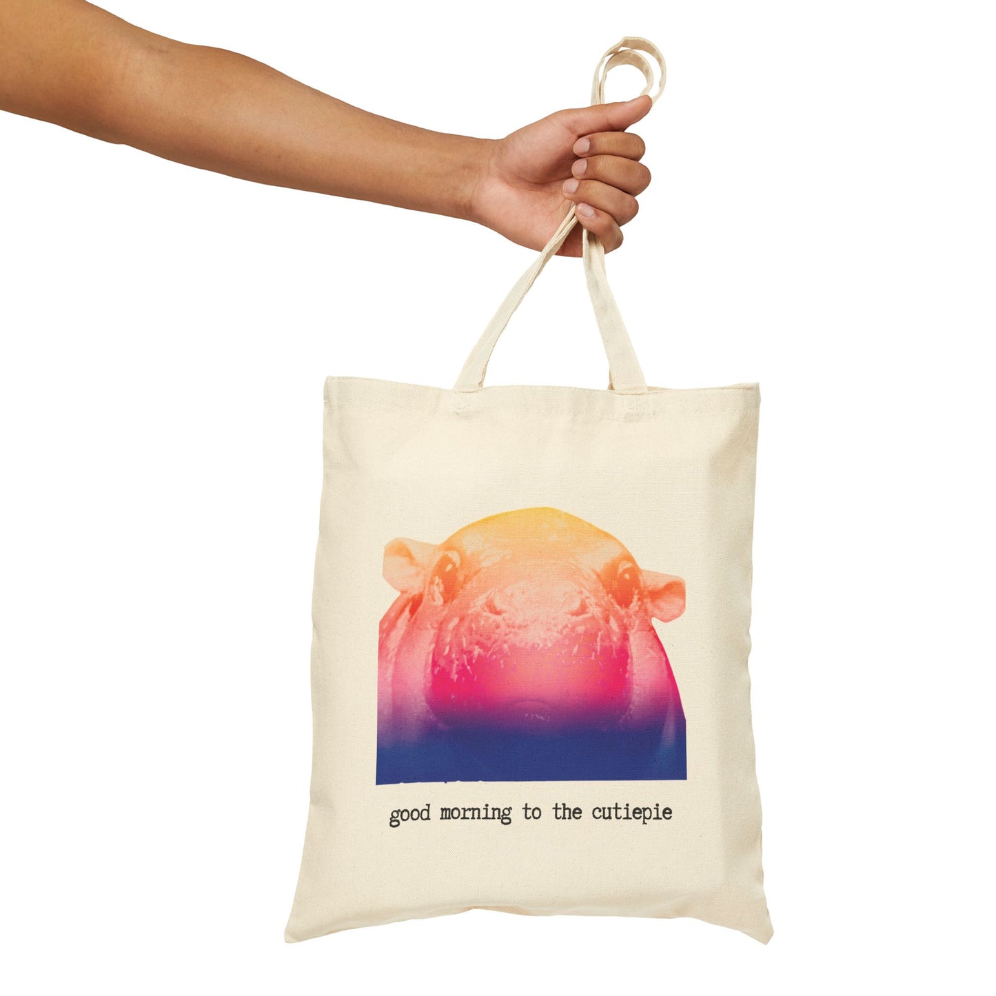 Pop Art Moo Deng ("good morning to the cutiepie") Tote Bag