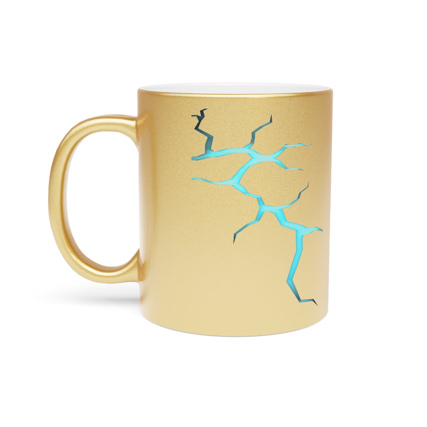 Lightning Strikes Metallic Mug - Stylish Gold/Blue Design for Coffee Lovers