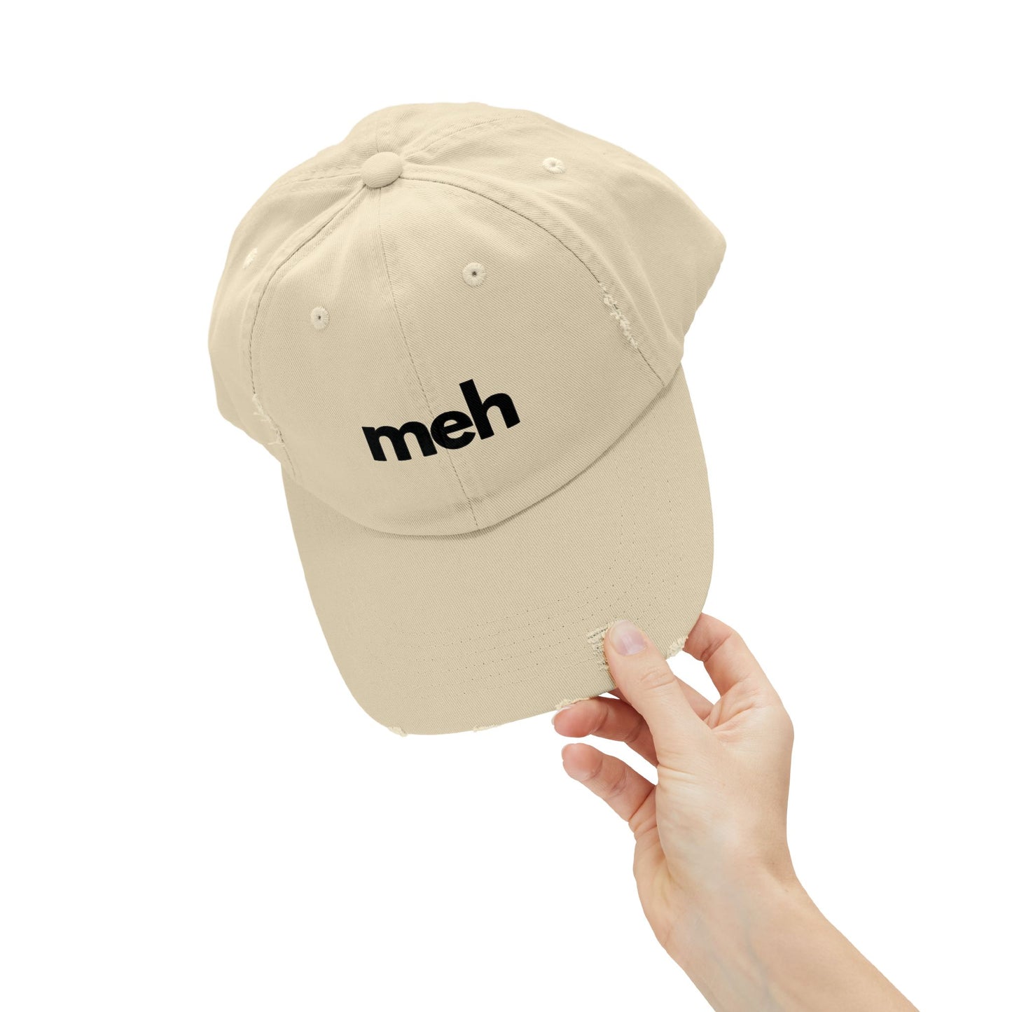 "MEH" (baddie black) Unisex Distressed Cap