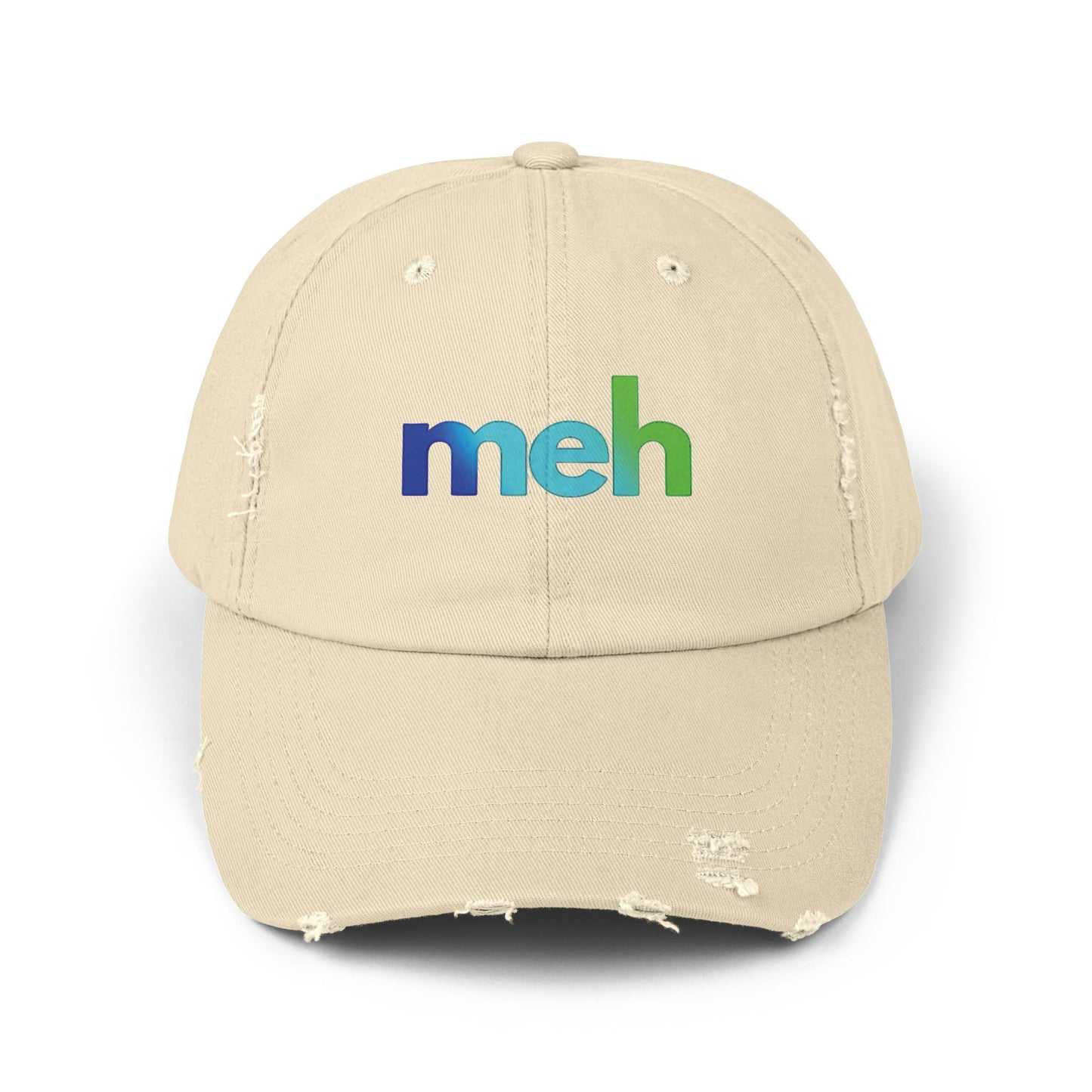 "MEH" (blue ombré)  Unisex Distressed Cap