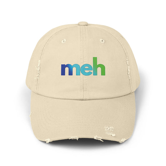 "MEH" (blue ombré)  Unisex Distressed Cap