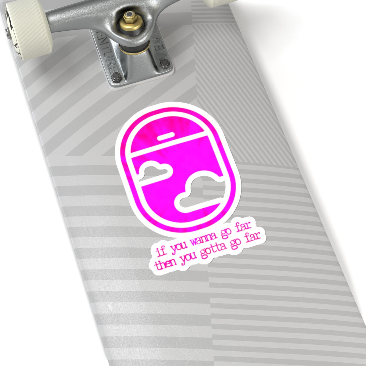 "If you wanna go far then you gotta go far" (pinkitydinkity) Kiss-Cut Sticker | Noah Kahan Stickers and Merch