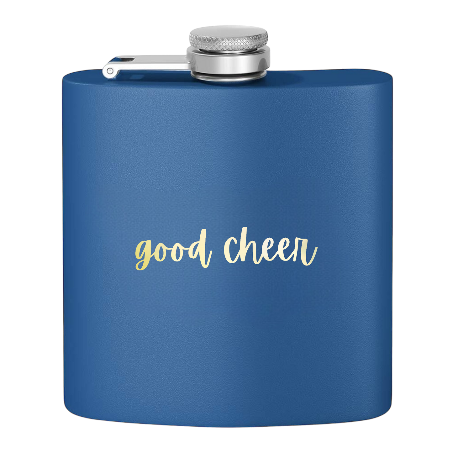 "Good Cheer" Stainless Steel Flask, 6oz  (blue) | Unique and Creative Gifts