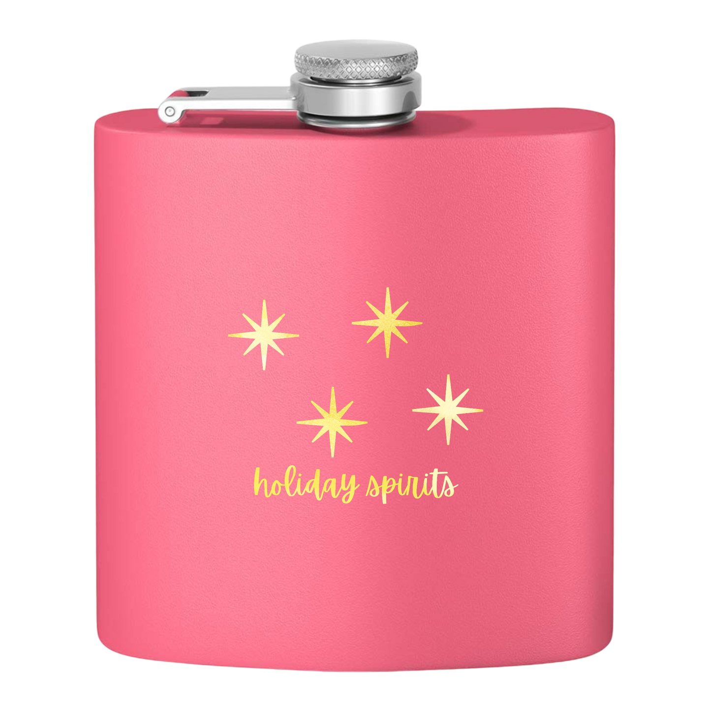 "Holiday Spirits" Stainless Steel Flask, 6oz  pink | Unique Holiday Gifts | Stocking Stuffer Ideas