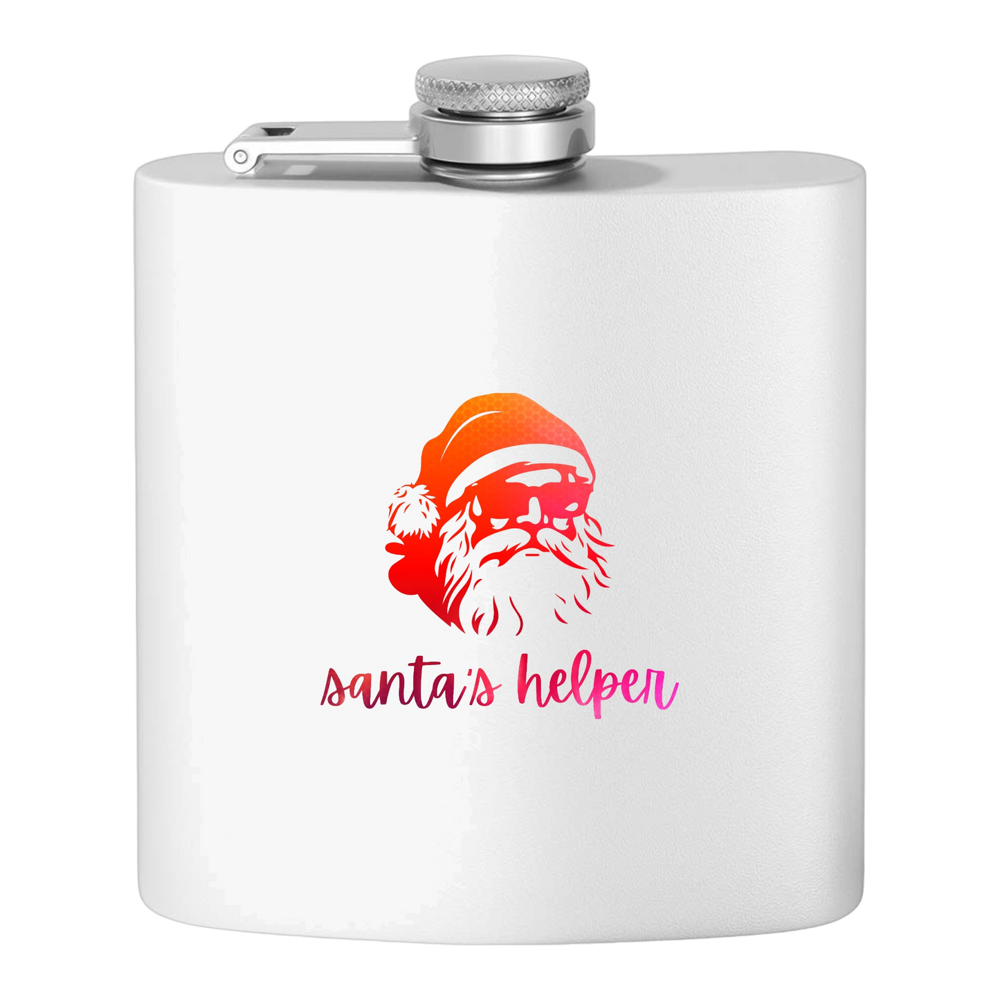 "Santa's Helper" Stainless Steel Flask, 6oz  (white/red tinsel) | Unique and Creative Gifts