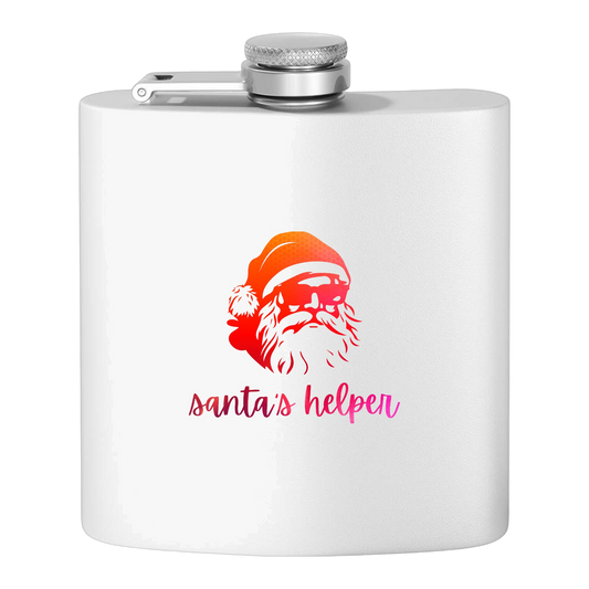 "Santa's Helper" Stainless Steel Flask, 6oz  (white/red tinsel) | Unique and Creative Gifts