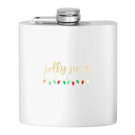 "Jolly Juice" Stainless Steel Flask, 6oz  white/multi | Unique Holiday Gifts | Stocking Stuffer Ideas