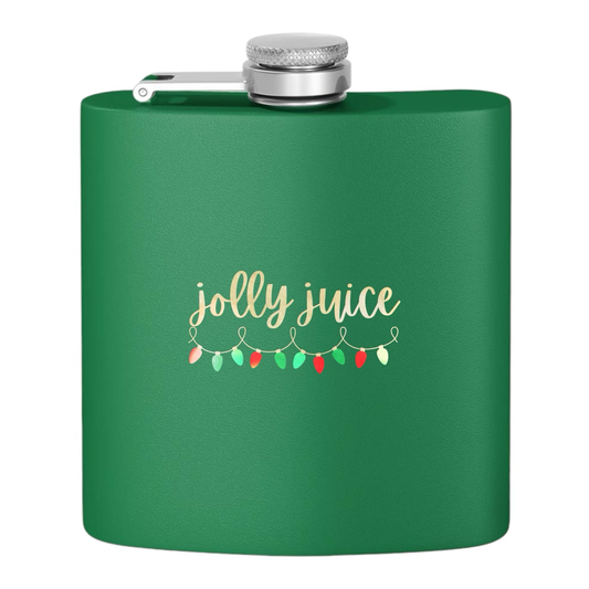 "Jolly Juice" Stainless Steel Flask, 6oz  green/multi | Unique Holiday Gifts | Stocking Stuffer Ideas