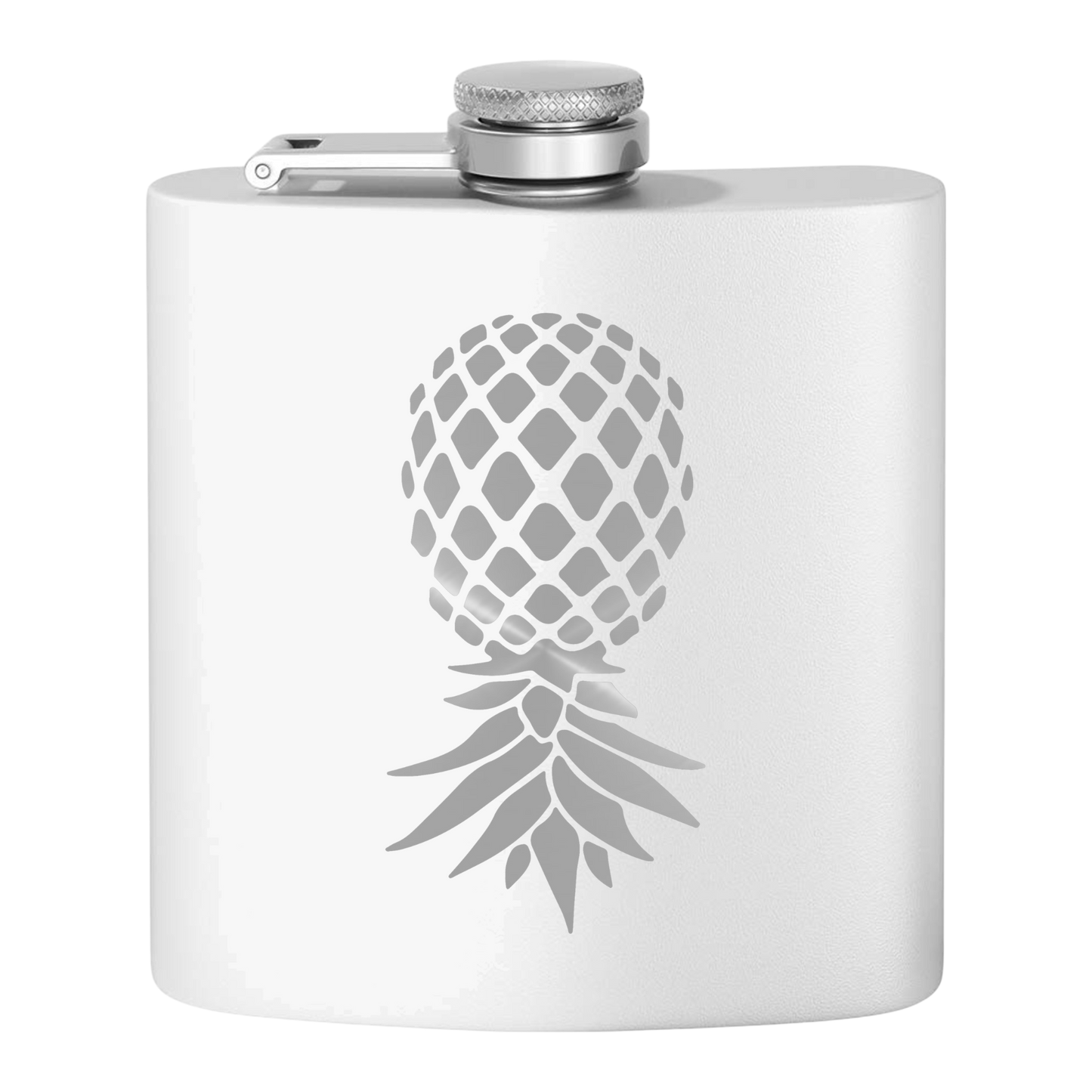 #IYKYK Pineapple Stainless Steel Flask, 6oz  (white/pewter) | Unique Gifts | Upside Down Pineapple