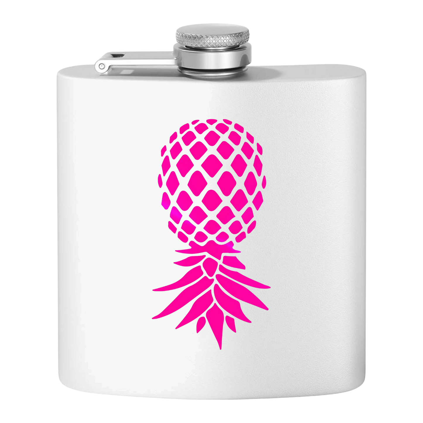 #IYKYK Pineapple Stainless Steel Flask, 6oz  (white/pinkitydinkity) Unique Gifts | Upside Down Pineapple