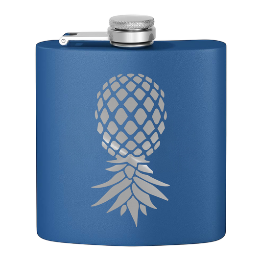 #IYKYK Pineapple Stainless Steel Flask, 6oz  (royal/pewter) Unique Gifts | Upside Down Pineapple