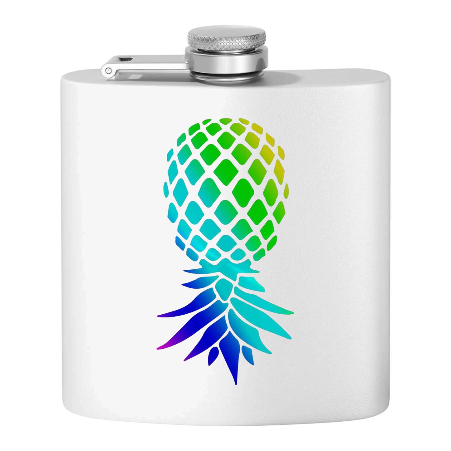 #IYKYK Pineapple Stainless Steel Flask, 6oz  (white/rainbowflag) | Unique Gifts | Upside Down Pineapple