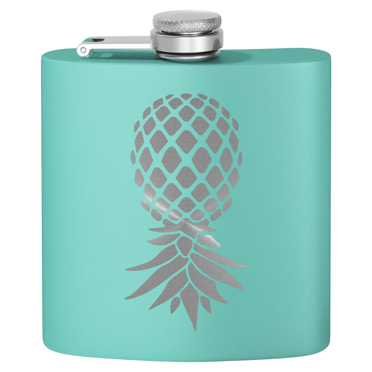 #IYKYK Pineapple Stainless Steel Flask, 6oz  (teal/pewter) Unique Gifts | Upside Down Pineapple