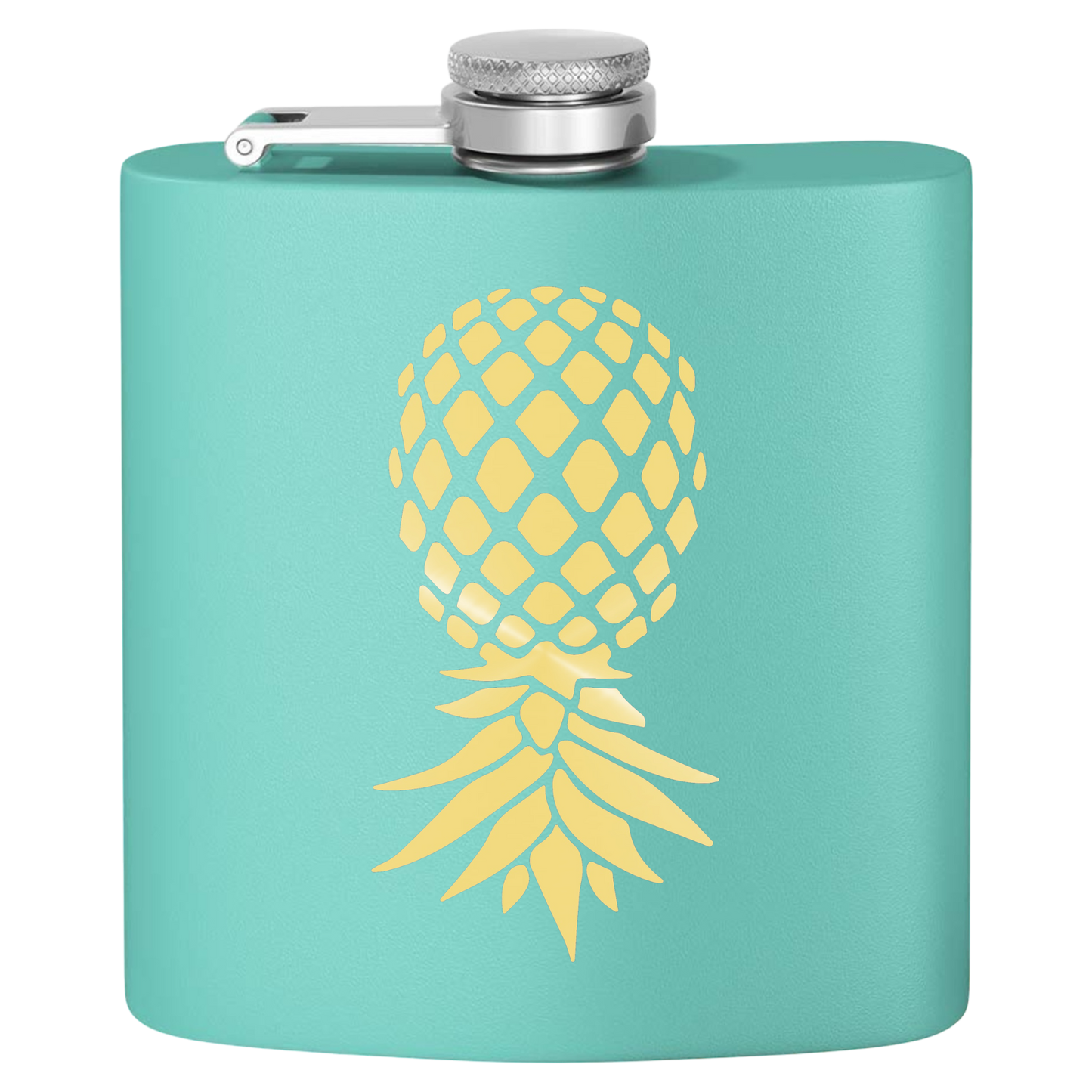 #IYKYK Pineapple Stainless Steel Flask, 6oz  (teal/gold) Unique Gifts | Upside Down Pineapple