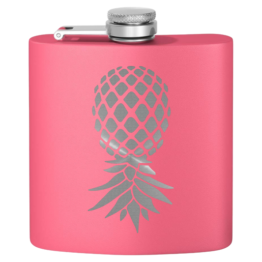 #IYKYK Pineapple Stainless Steel Flask, 6oz  (pink/pewter) Unique Gifts | Upside Down Pineapple