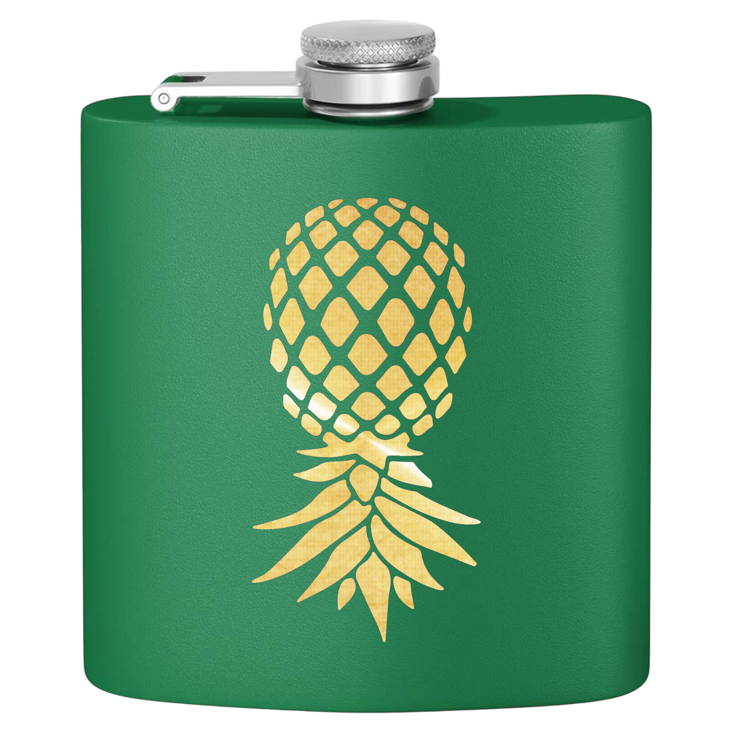 #IYKYK Pineapple Stainless Steel Flask, 6oz  (green/gold) Unique Gifts | Upside Down Pineapple