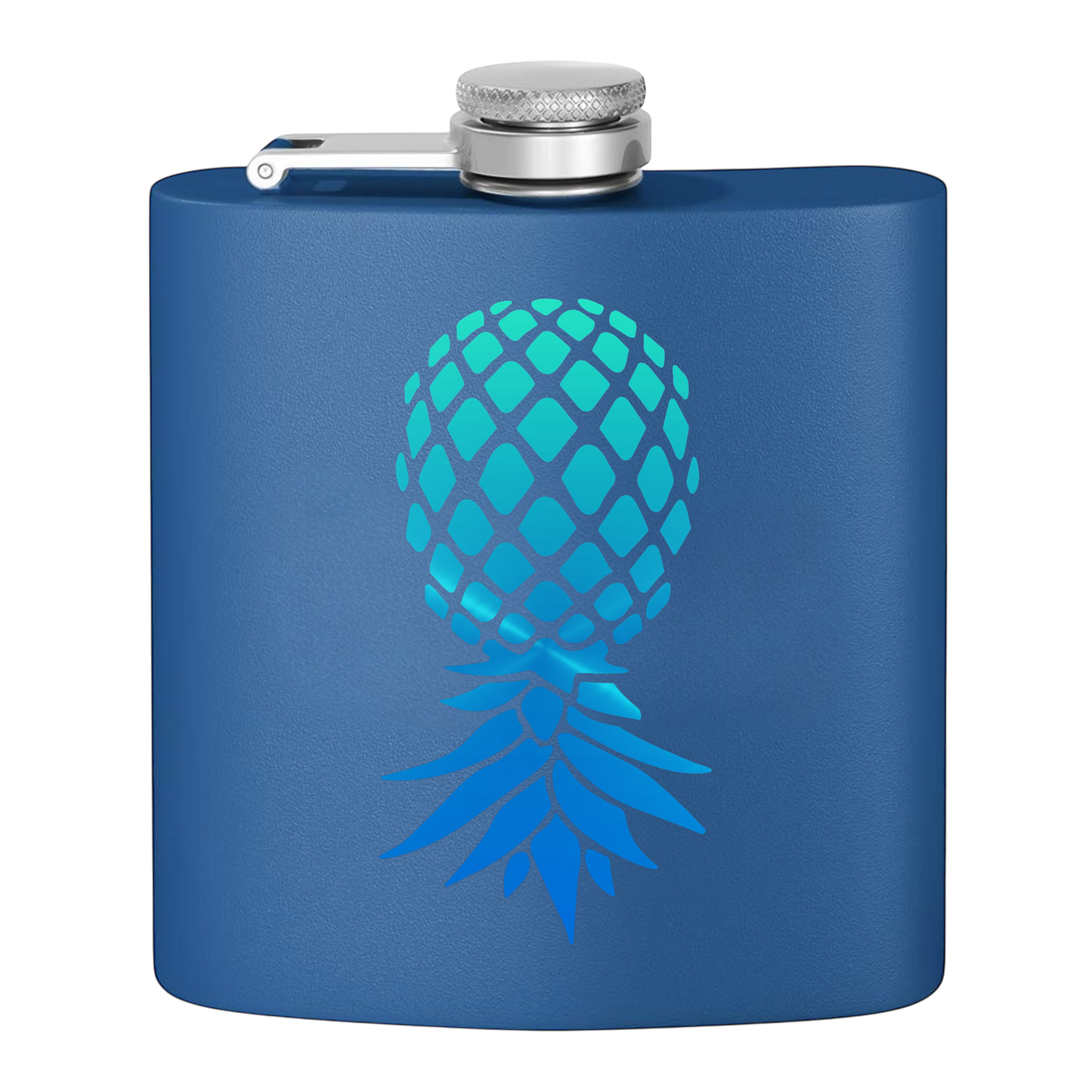 #IYKYK Pineapple Stainless Steel Flask, 6oz  (royal/blue ombre) Unique Gifts | Upside Down Pineapple