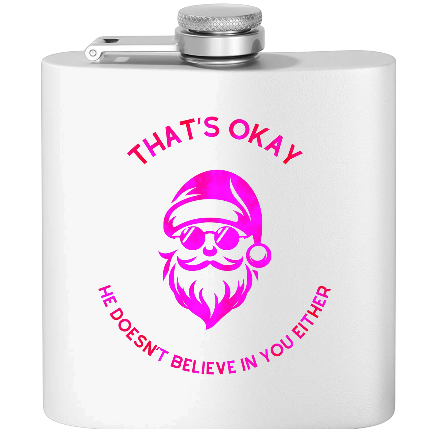 Festive and Funny Stainless Steel Flask | Holiday Cheer Santa Flask