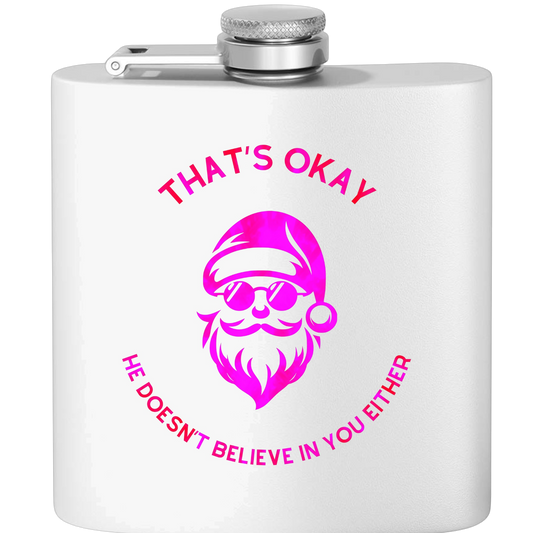 Festive and Funny Stainless Steel Flask | Holiday Cheer Santa Flask