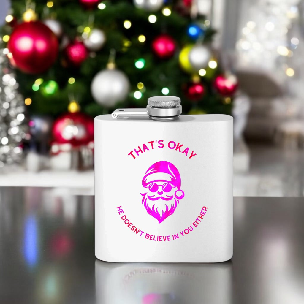 Festive and Funny Stainless Steel Flask | Holiday Cheer Santa Flask